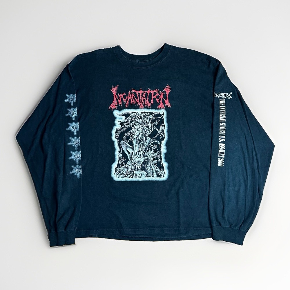 Vintage Y2K Incantation Band Shirt Mens XXL Black Death Metal Infernal Storm